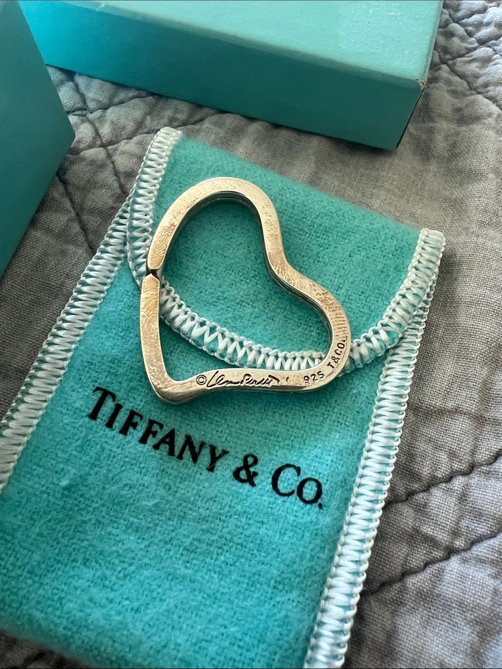 TIFFANY & Co Elsa Peretti Sterling Silver 925 Open Heart Key Ring